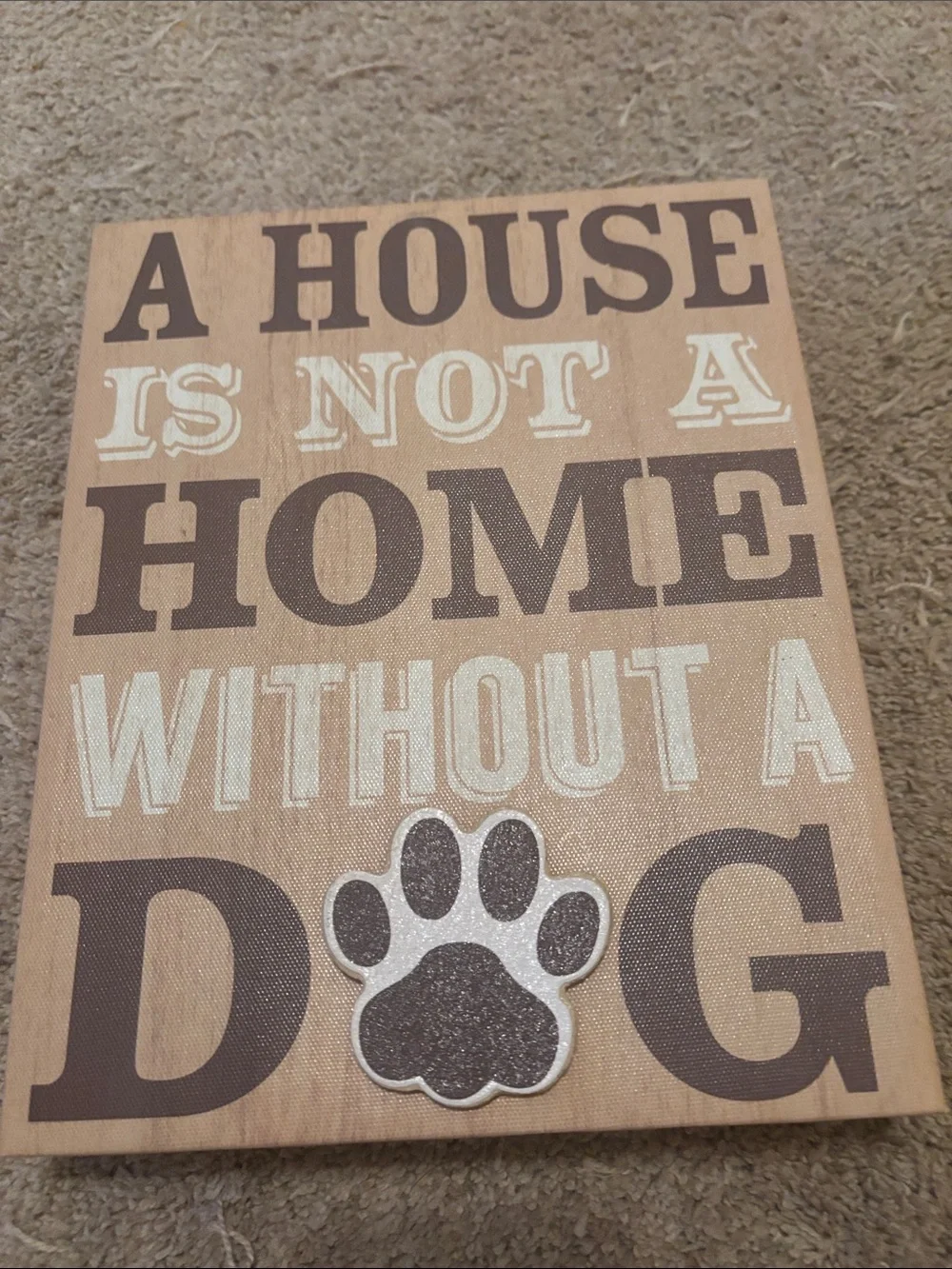 Dog Paw Wall Art Sign - Neutral Brown 